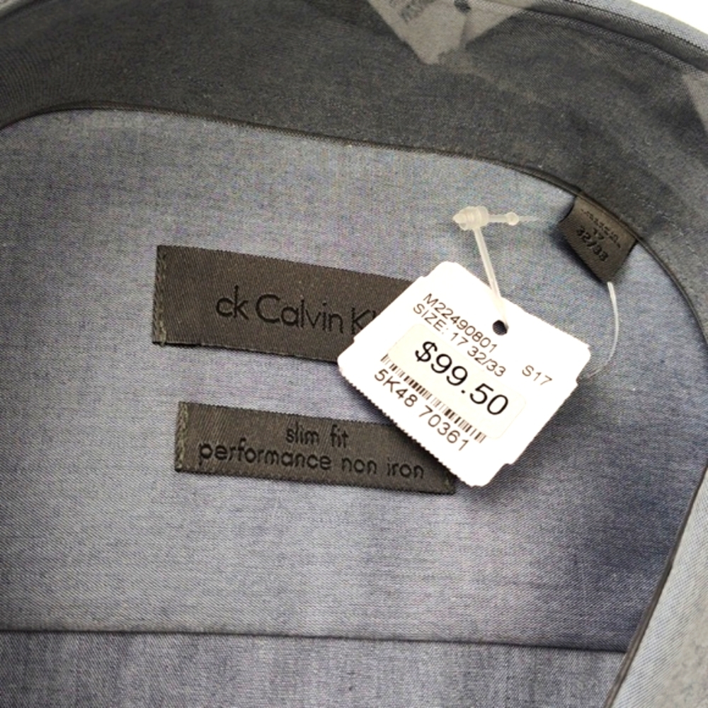 NWT Calvin Klein performance non iron men's dress shirt slim fit  32/33 sleeve - Picture 5 of 5